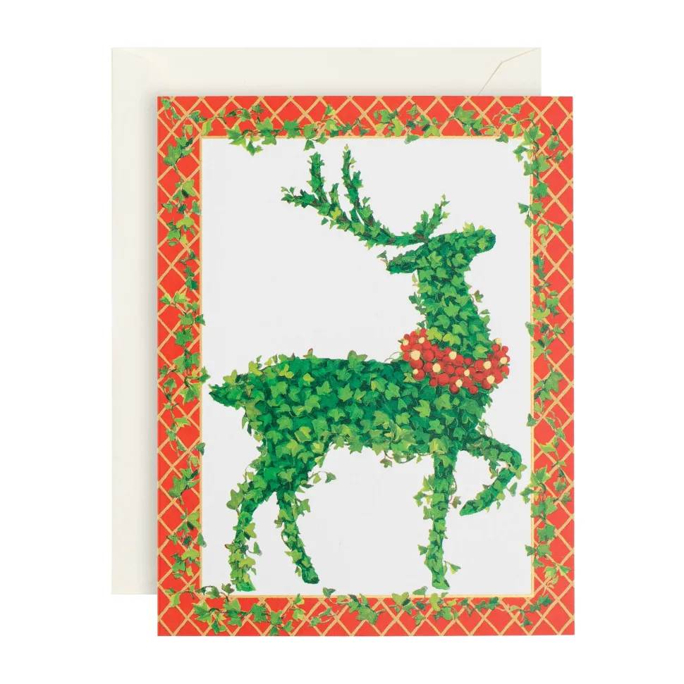 Topiary Stag Classic Boxed Christmas Cards - includes 15 cards & envelopes