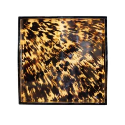 Tortoiseshell Lacquer Square Tray - 14" Square