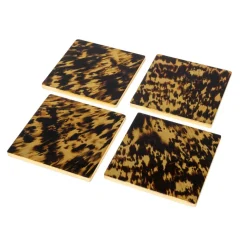 Tortoiseshell Set Of 4 Lacquer Coasters - 4" Diameter
