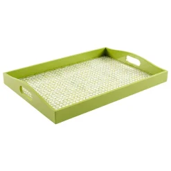 Trellis Lacquer Large Rectangle Tray in Green - 1 Each
