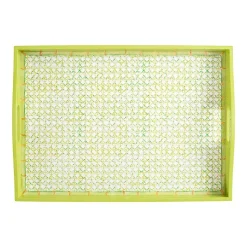 Trellis Lacquer Large Rectangle Tray in Green - 1 Each