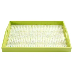Trellis Lacquer Large Rectangle Tray in Green - 1 Each