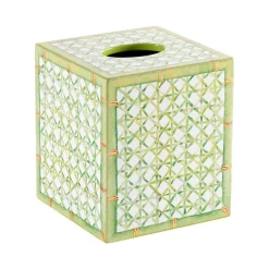 Trellis Lacquer Tissue Box Cover in Green - 1 Each