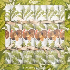 Turkey Among Ferns Celebration Crackers - includes 6 Celebration Crackers