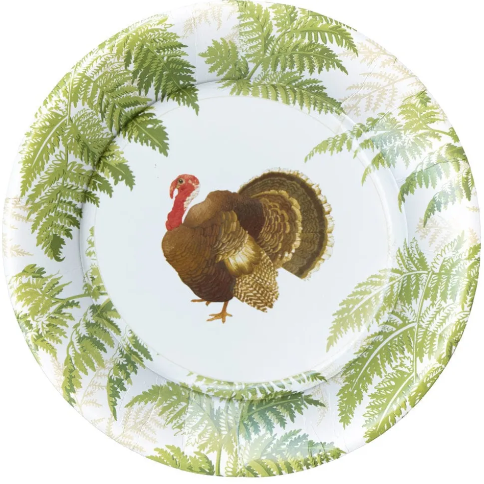 Turkey Among Ferns Paper Dinner Plates - includes 8 Paper Dinner Plates