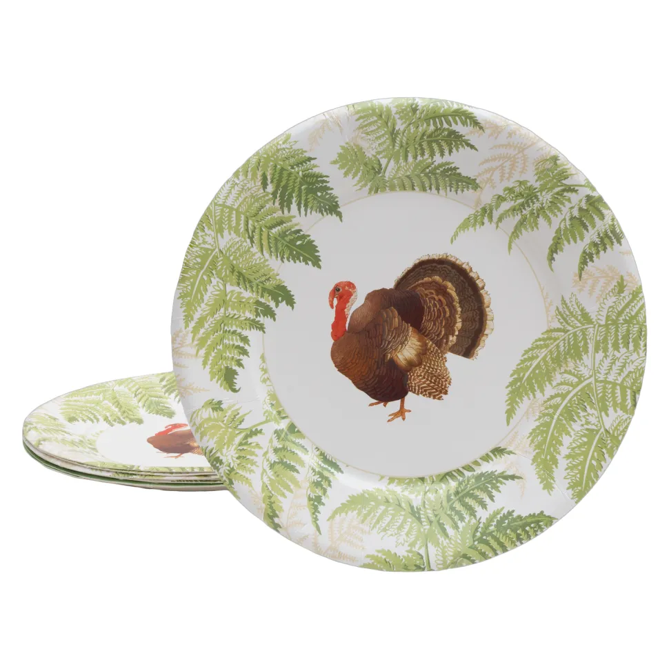 Turkey Among Ferns Paper Dinner Plates - includes 8 Paper Dinner Plates