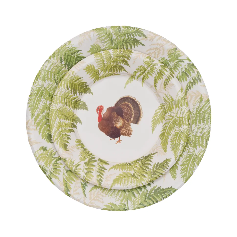 Turkey Among Ferns Paper Dinner Plates - includes 8 Paper Dinner Plates