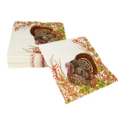 Turkey And Berries Cocktail Napkins - 20 Per Package