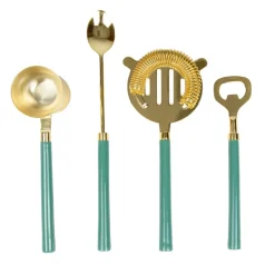 Turquoise & Shiny Brass Bar Tool Sets