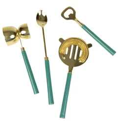 Turquoise & Shiny Brass Bar Tool Sets