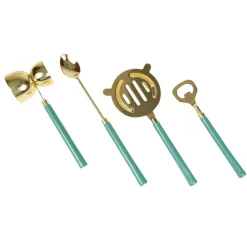 Turquoise & Shiny Brass Bar Tool Sets