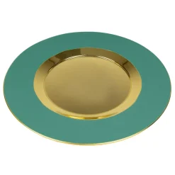 Turquoise Plate Charger with Gold Interior