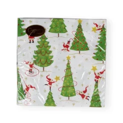 Twirling Santas Luncheon Napkins - 20 Per Package