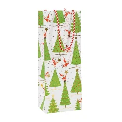 Twirling Santas Wine & Bottle Gift Bag - 1 Each