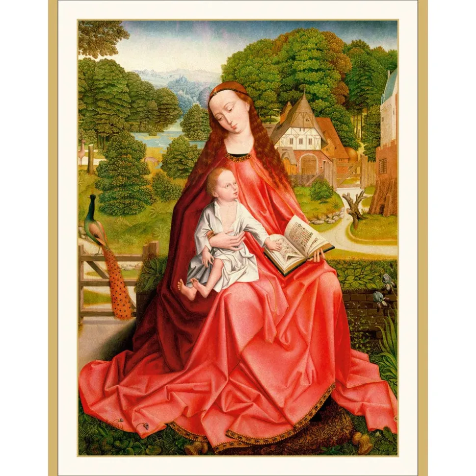 Virgin And Child In A Garden Classic Boxed Christmas Cards - includes 15 cards & envelopes