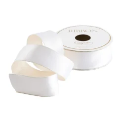 White & Ivory Reversible Satin Wired Ribbon - 10 Yard Spool
