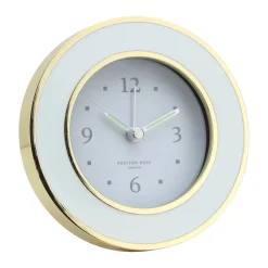 White Enamel & Gold Alarm Clock