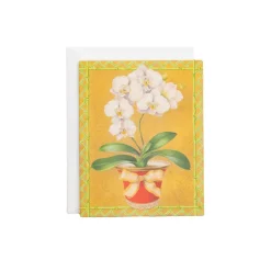 White Orchid In Red Pot Petite Boxed Christmas Cards - includes 15 cards & envelopes
