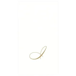 White Pearl & Gold Paper Linen Single Initial Boxed Guest Towel Napkins - 24 Per Package