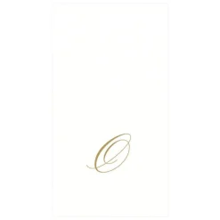 White Pearl & Gold Paper Linen Single Initial Boxed Guest Towel Napkins - 24 Per Package