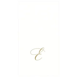 White Pearl & Gold Paper Linen Single Initial Boxed Guest Towel Napkins - 24 Per Package