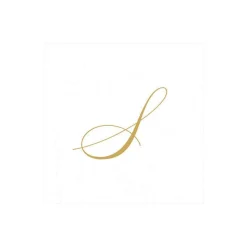 White Pearl & Gold Paper Linen Single Initial Boxed Cocktail Napkins - 30 Per Box