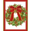 White Pine & Red Bow Wreath Personalized Christmas Cards