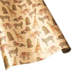 Wild Christmas Foil Gift Wrapping Paper in Gold - 30" x 6' Roll