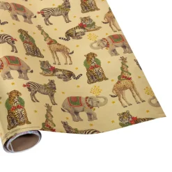 Wild Christmas Gold Embossed Foil Gift Wrap - One 30" x 6' Roll