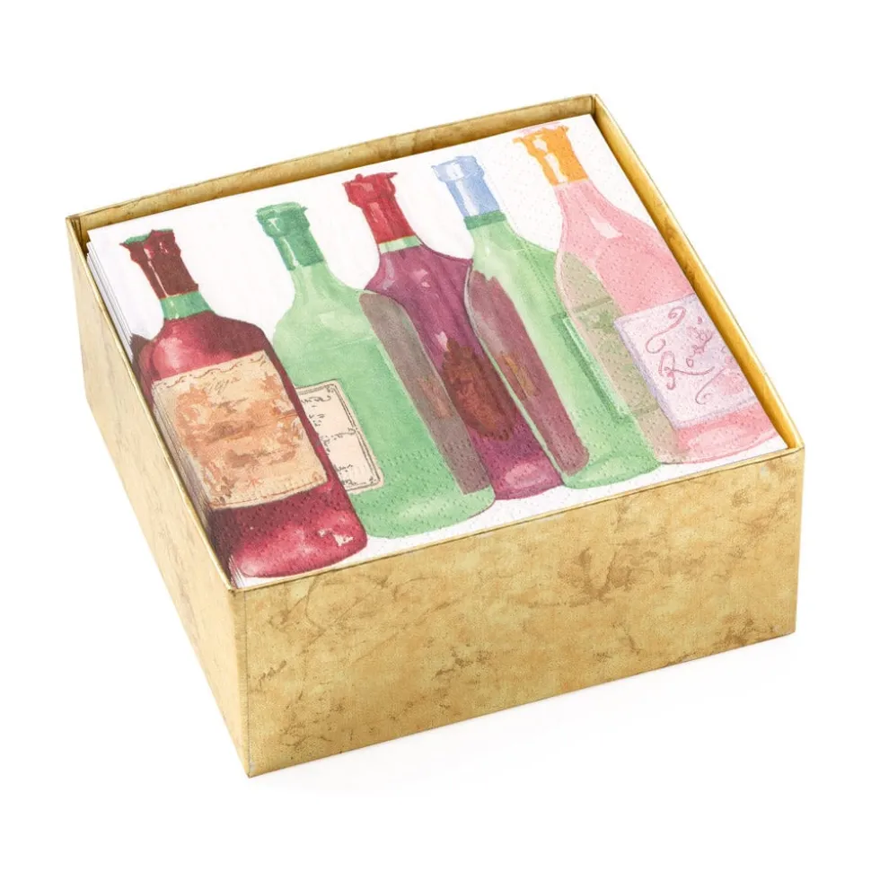 Wine Bottles Boxed Paper Cocktail Napkins - 40 Per Box