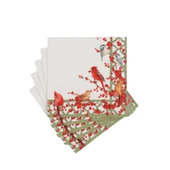 Winter Birds and Berries Recycled Cocktail Napkins - includes 20 Cocktail Napkins