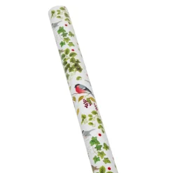 Winter Birds White Gift Wrap - One 30" x 8' Roll