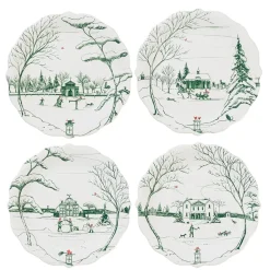 Winter Frolic Party Plates Assorted Set of 4 - Evergreen