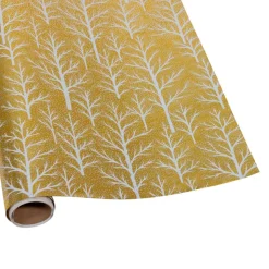 Winter Trees Gold & White Embossed Foil Gift Wrap - One 30" x 6' Roll