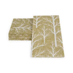 Winter Trees Gold & White Guest Towel Napkins - 15 Per Package