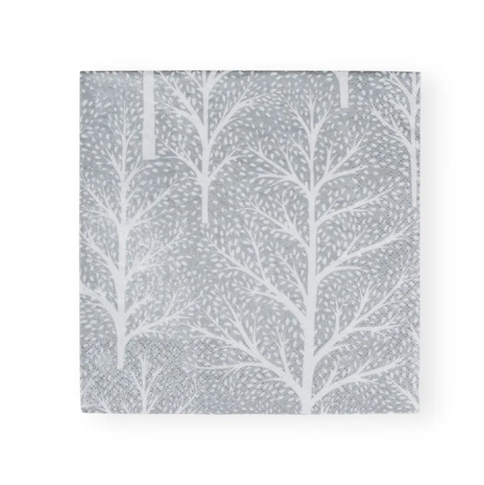 Winter Trees Silver & White Luncheon Napkins - 20 Per Package