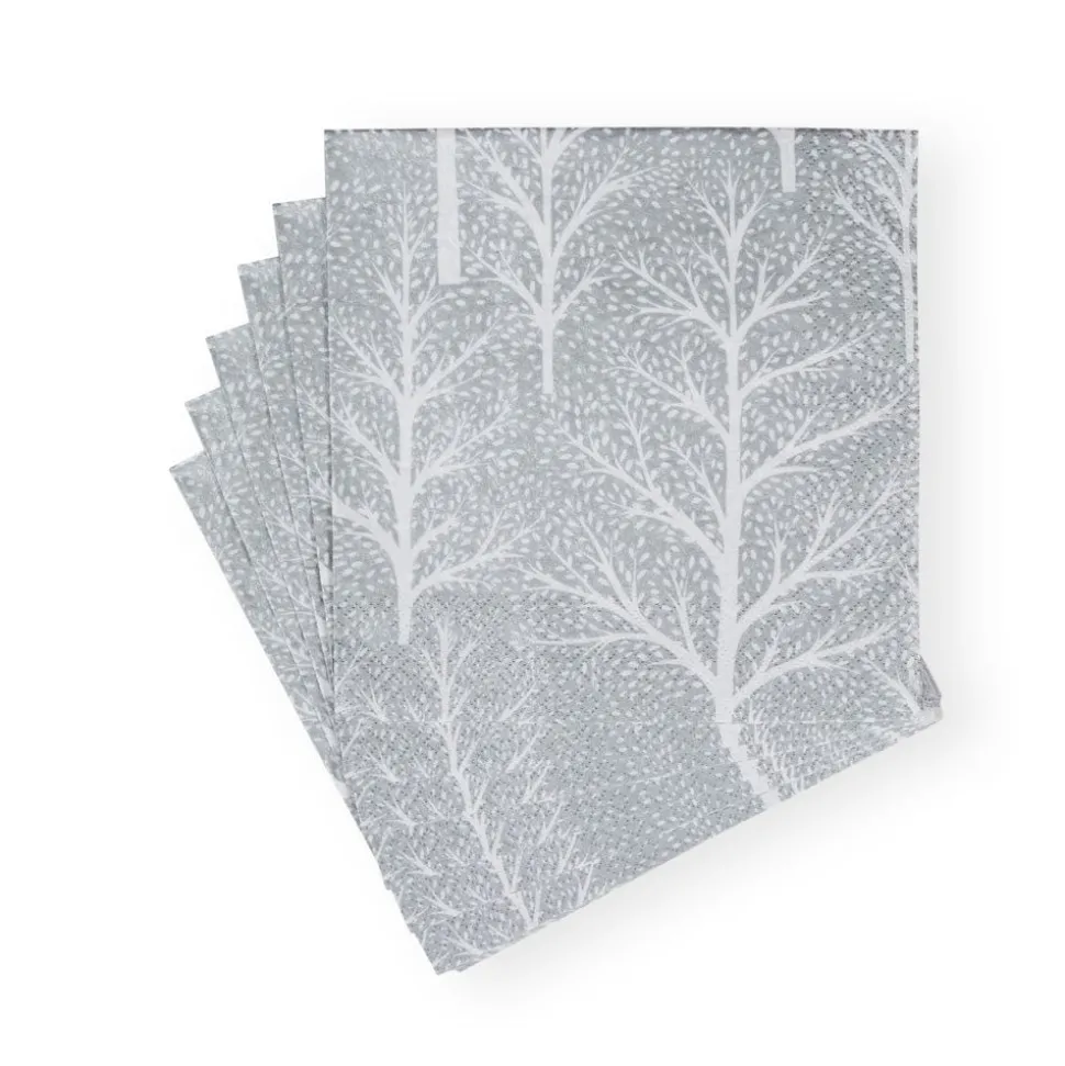 Winter Trees Silver & White Luncheon Napkins - 20 Per Package