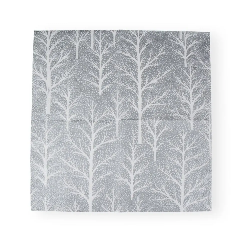 Winter Trees Silver & White Luncheon Napkins - 20 Per Package