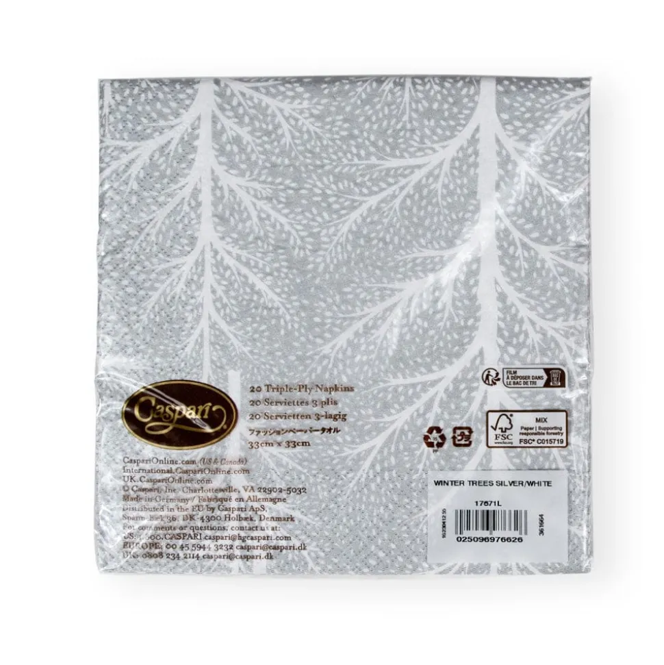 Winter Trees Silver & White Luncheon Napkins - 20 Per Package