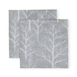 Winter Trees Silver & White Cocktail Napkins - 20 Per Package