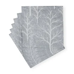 Winter Trees Silver & White Cocktail Napkins - 20 Per Package