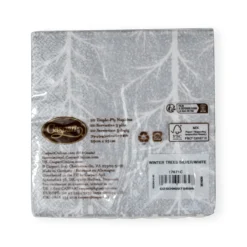 Winter Trees Silver & White Cocktail Napkins - 20 Per Package