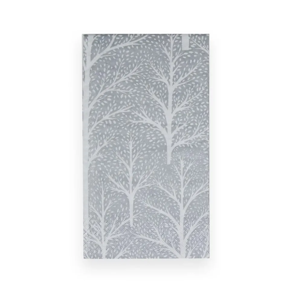 Winter Trees Silver & White Guest Towel Napkins - 15 Per Package