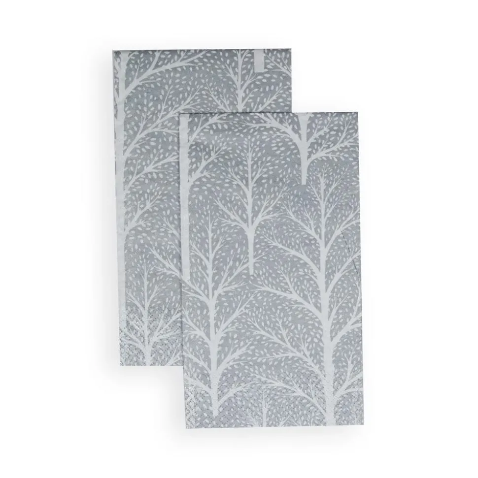 Winter Trees Silver & White Guest Towel Napkins - 15 Per Package