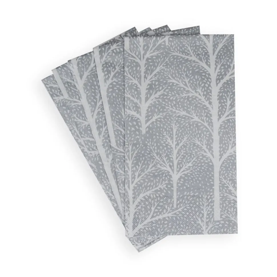 Winter Trees Silver & White Guest Towel Napkins - 15 Per Package