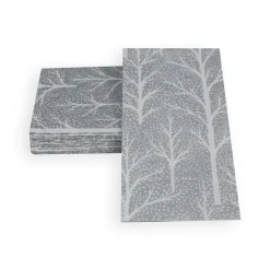 Winter Trees Silver & White Guest Towel Napkins - 15 Per Package