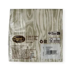 Woodgrain Silver & Gold Cocktail Napkins - 20 Per Package