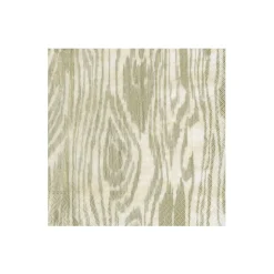 Woodgrain Silver & Green Boxed Cocktail Napkins - 40 Per Box