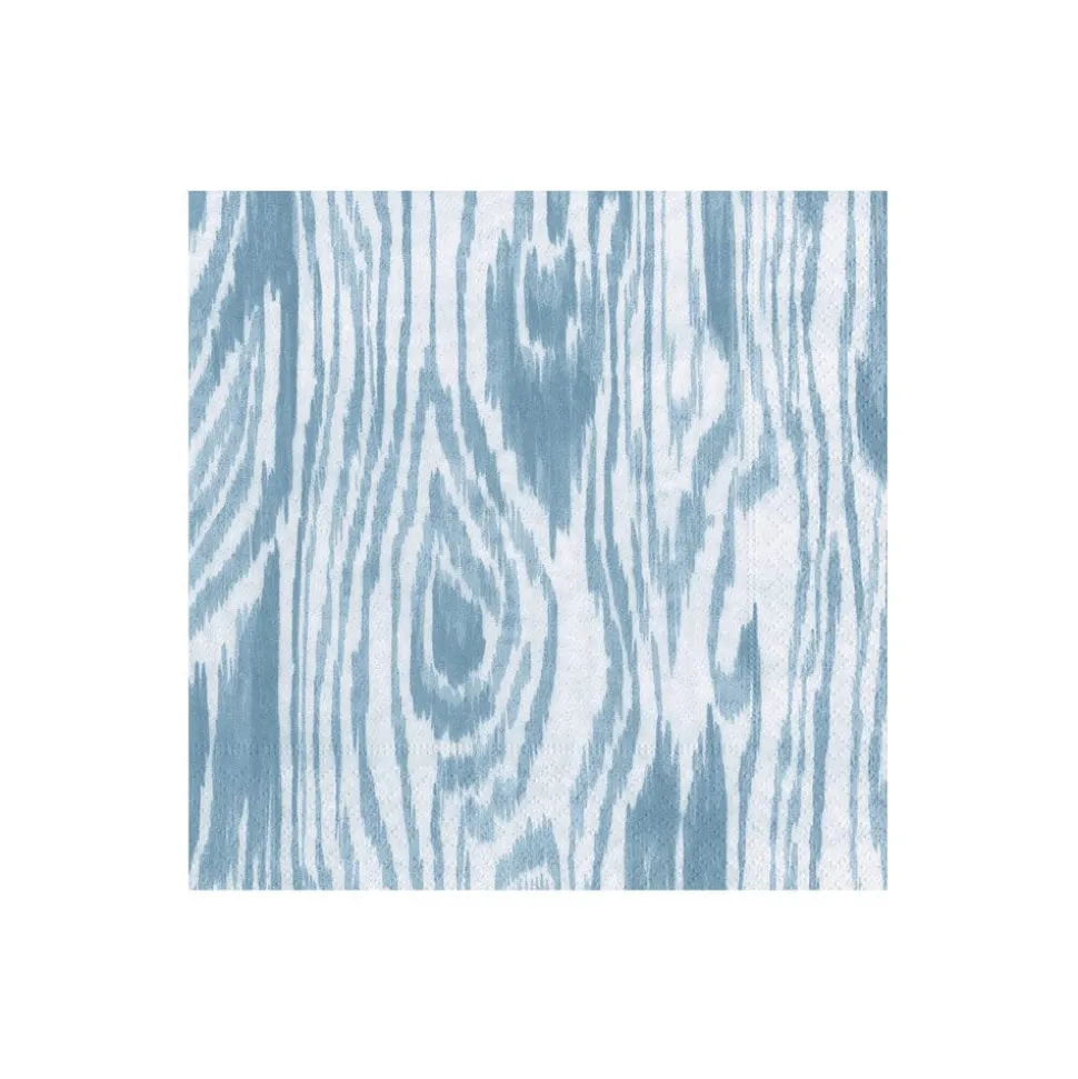 Woodgrain Stone Blue Boxed Cocktail Napkins - 40 Per Box