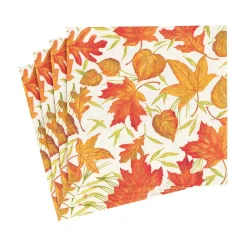 Woodland Leaves Paper Cocktail Napkins in Ivory - 20 Per Package